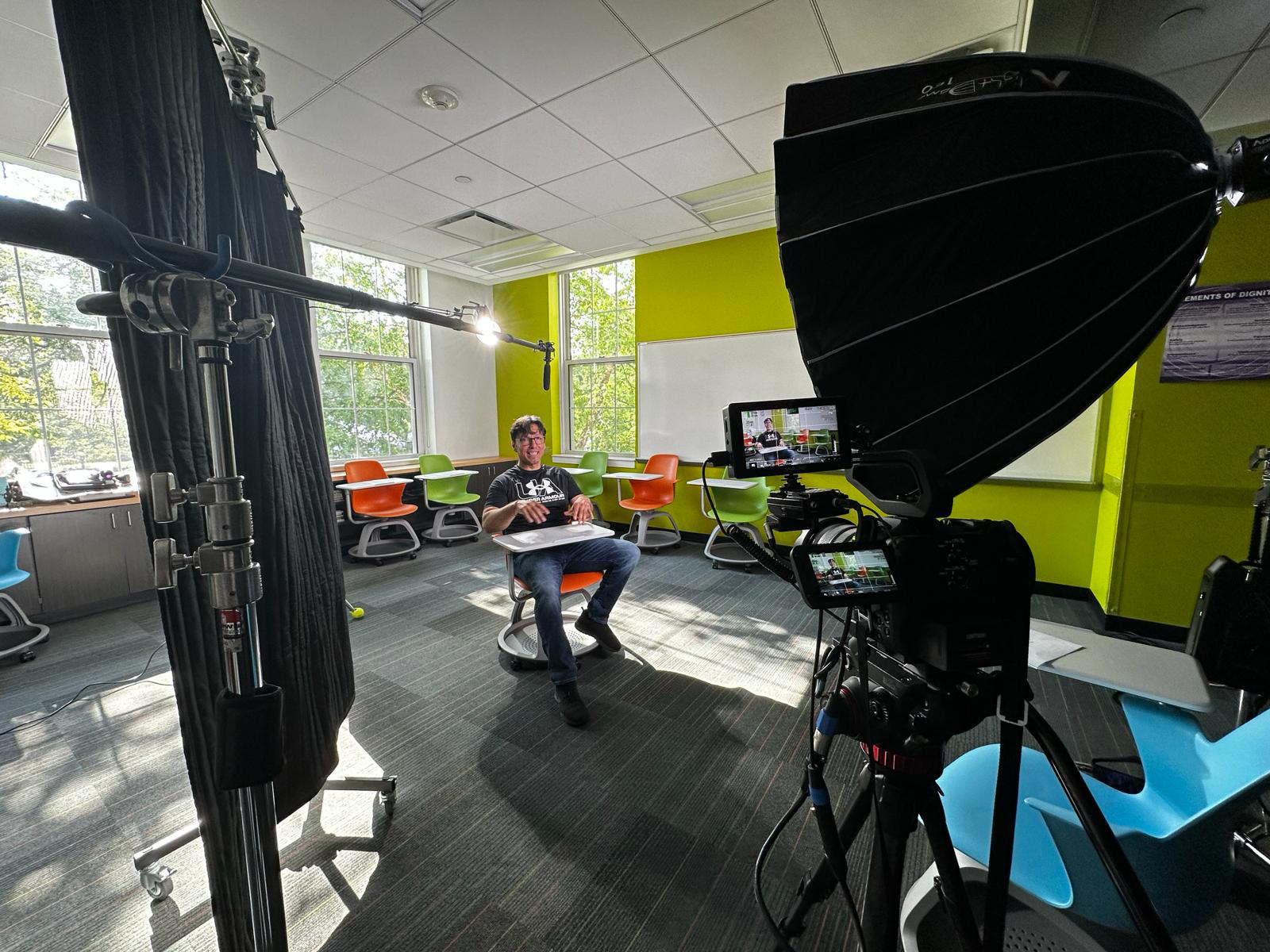 Stone Watson on location creating videos for educational institutions